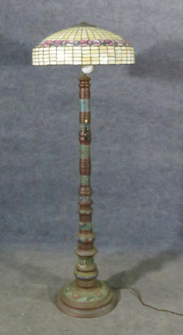 CLOISONNE LAMP WITH ART GLASS SHADE (1 of 12)