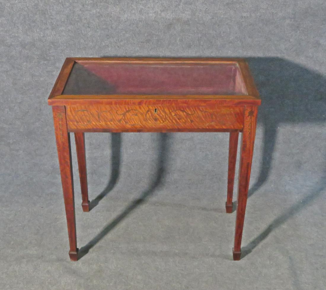EDWARDIAN SATINWOOD INLAID VITRINE/TABLE (1 of 6)