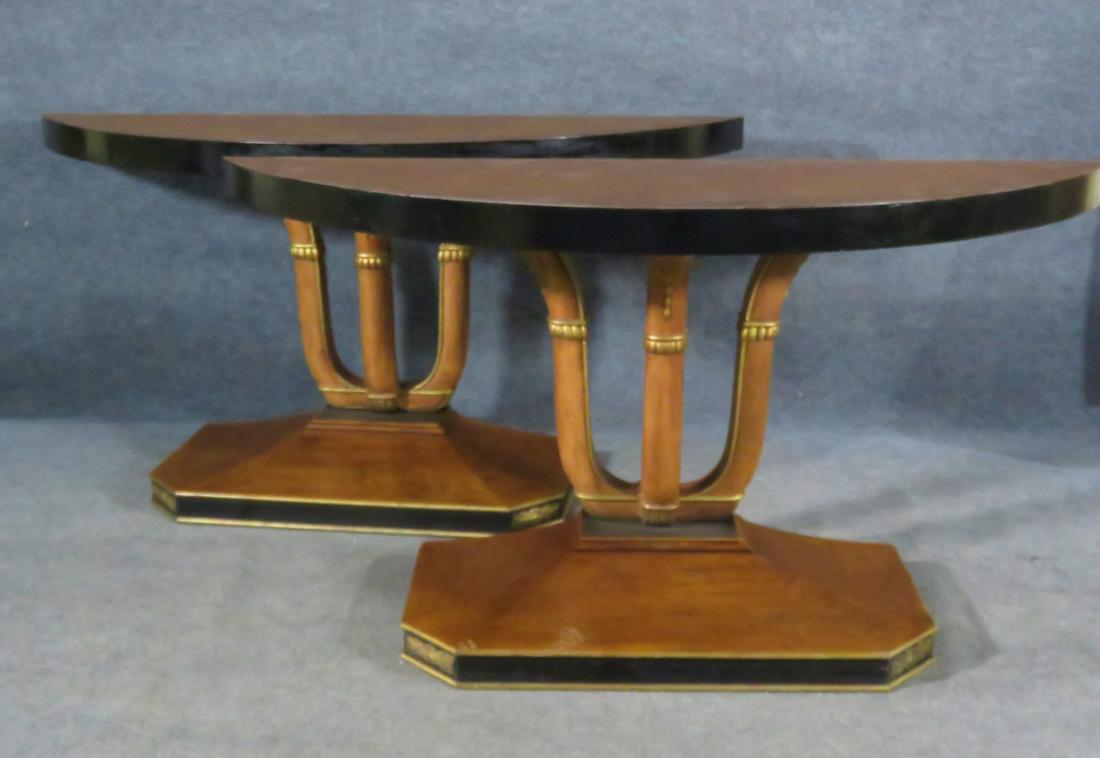 PAIR DECO INSPIRED DEMILUNE CONSOLES (1 of 11)