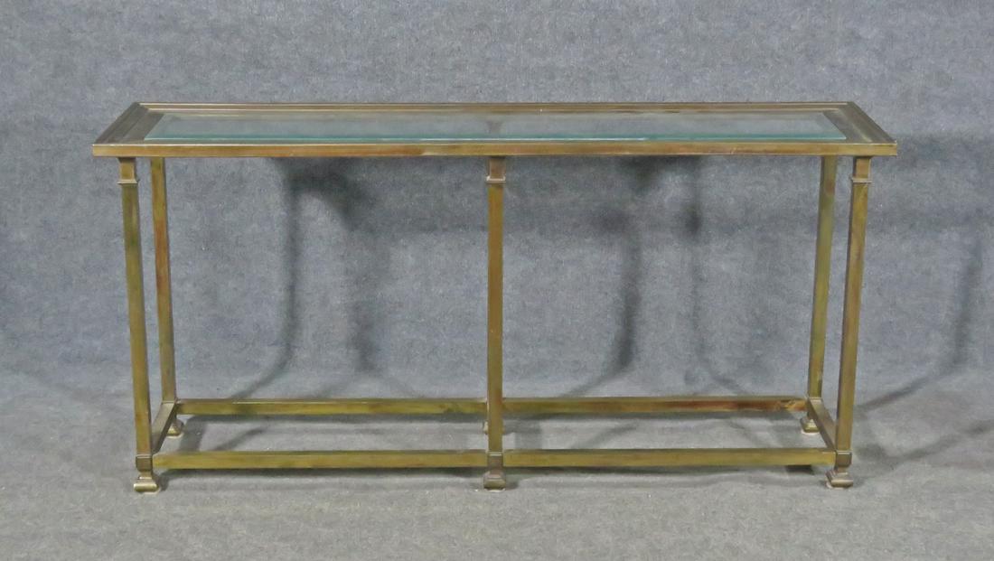 MAITLAND SMITH STYLE BRASS AND GLASS CONSOLE (1 of 7)