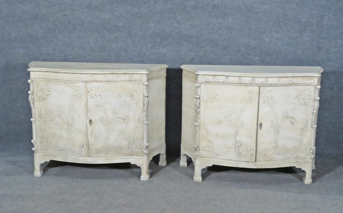 PAIR SWEDISH STYLE DECORATED COMMODES (1 of 7)
