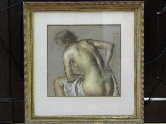 ROBERT BRACKMAN DRAWING of a NUDE STUDY: Pastel drawing. Signed Brackman. Very good condition. 16" x 16".