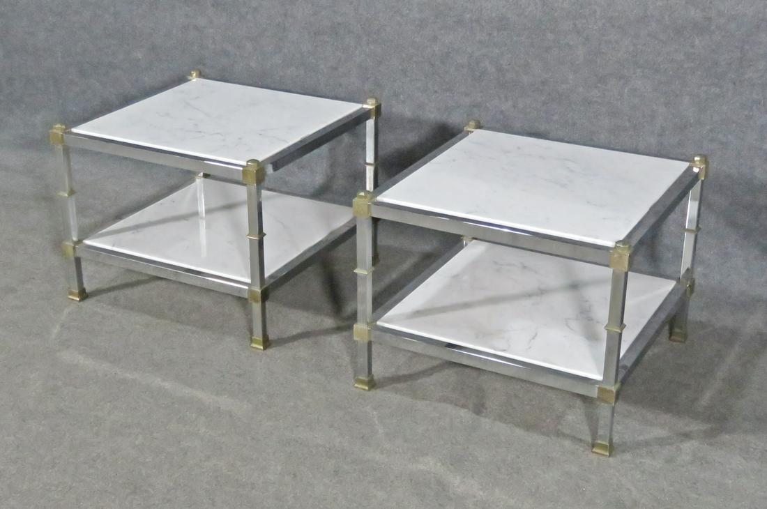 PAIR JANSEN STYLE MARBLE TOP END TABLES (1 of 7)