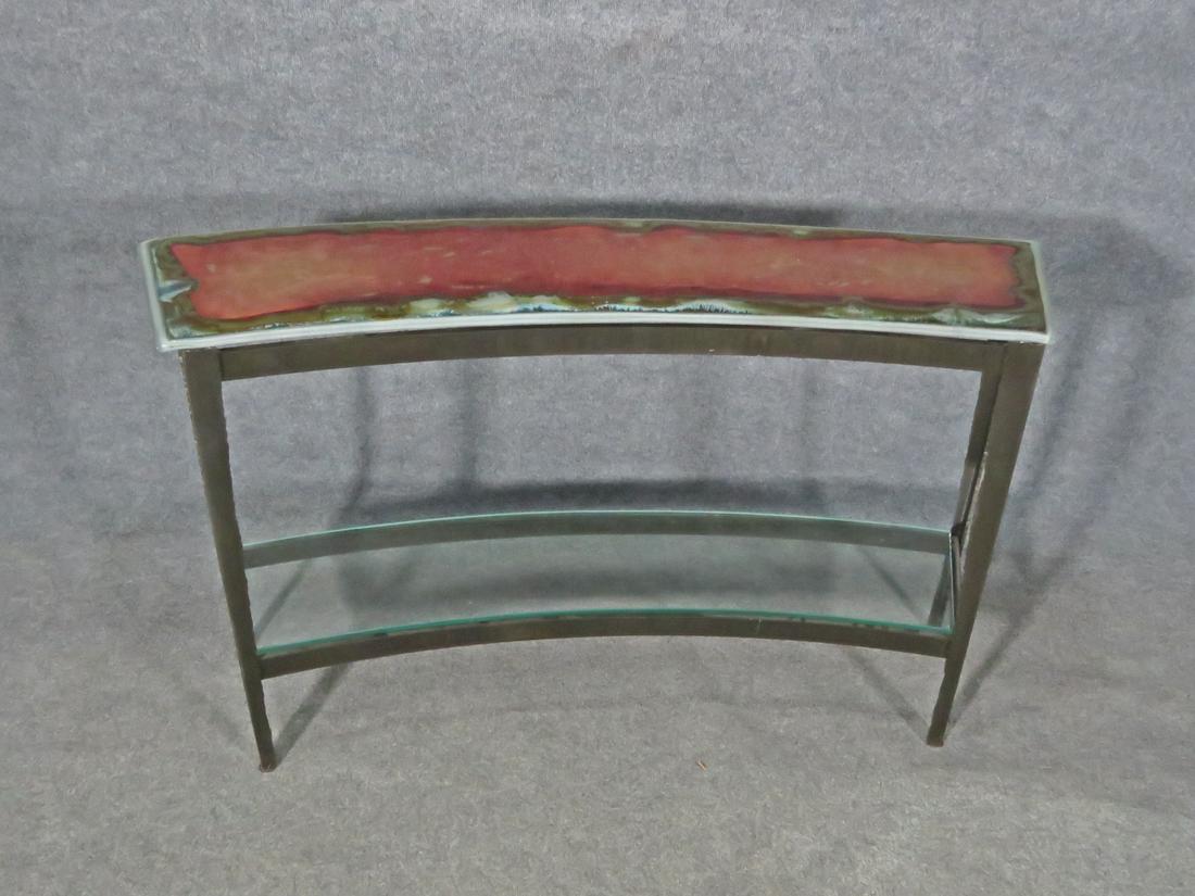MID CENTURY MODERN BRUTALIST & ART GLASS TOP CURVED (1 of 14)