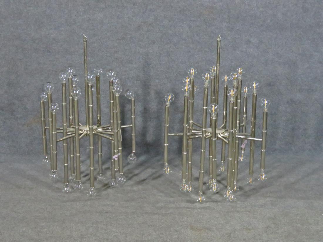 PR CHROME FAUX BAMBOO HANGING CHANDELIERS (1 of 11)