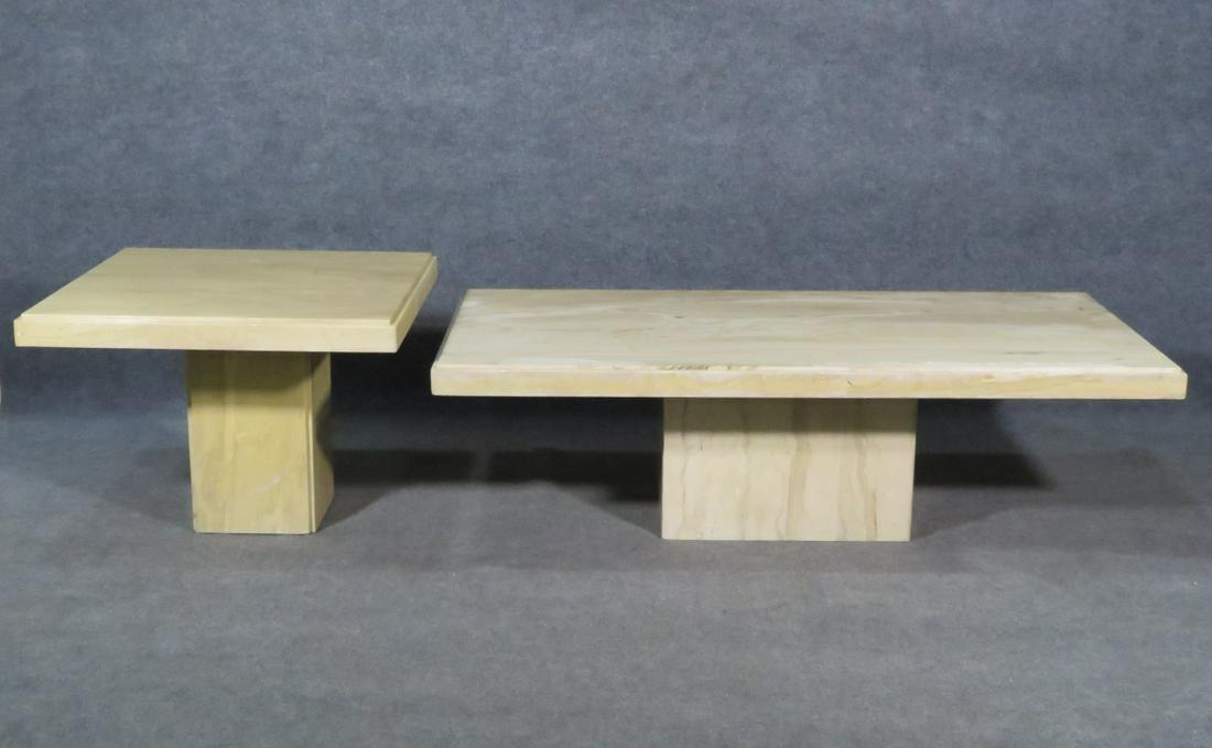 ITALIAN CREAM MARBLE COFFEE & SIDE TABLE (1 of 16)