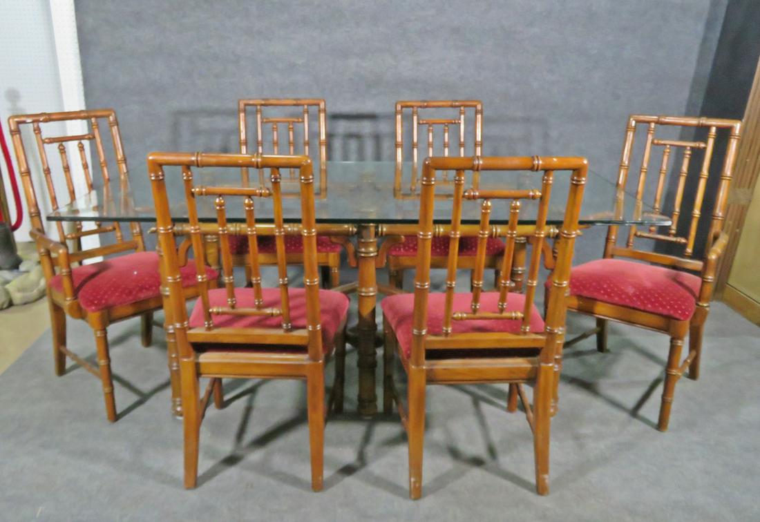 FAUX BAMBOO DINING TABLE AND CHAIRS (1 of 18)