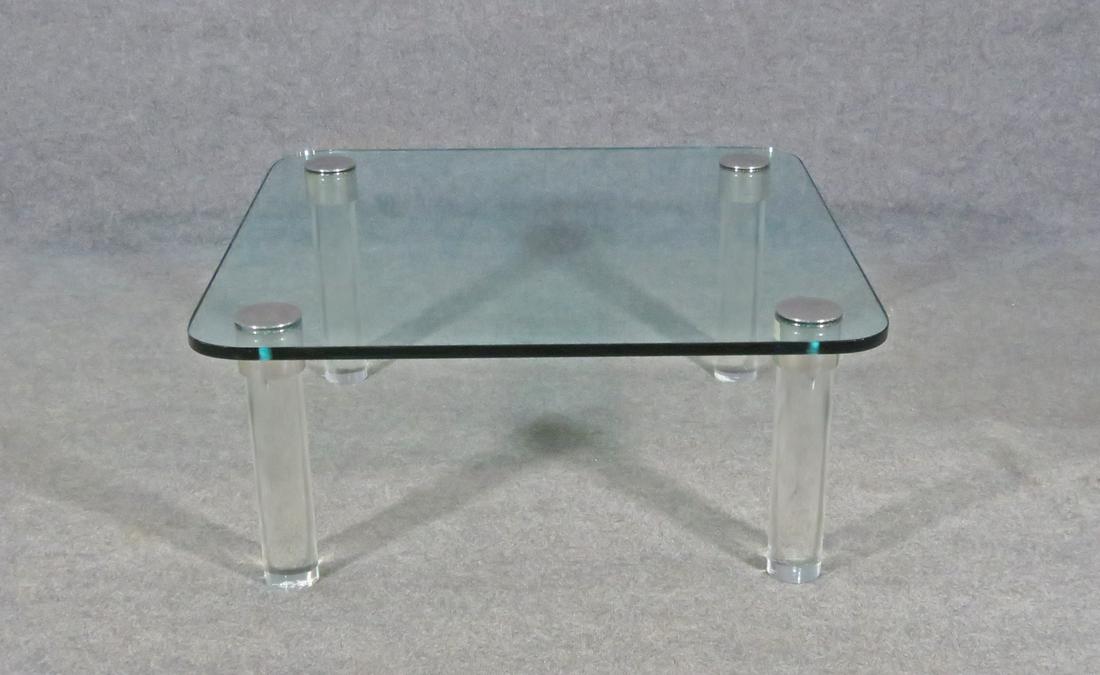 MEDIFAC INTERIORS LUCITE AND GLASS TOP COFFEE TABLE (1 of 10)