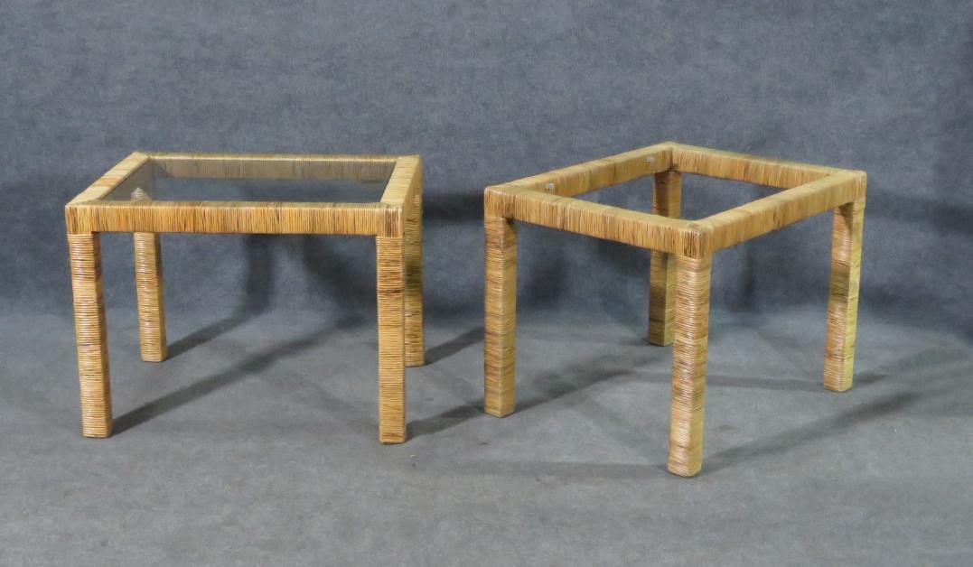 PR RATTAN GLASS TOP SIDE TABLES (1 of 7)