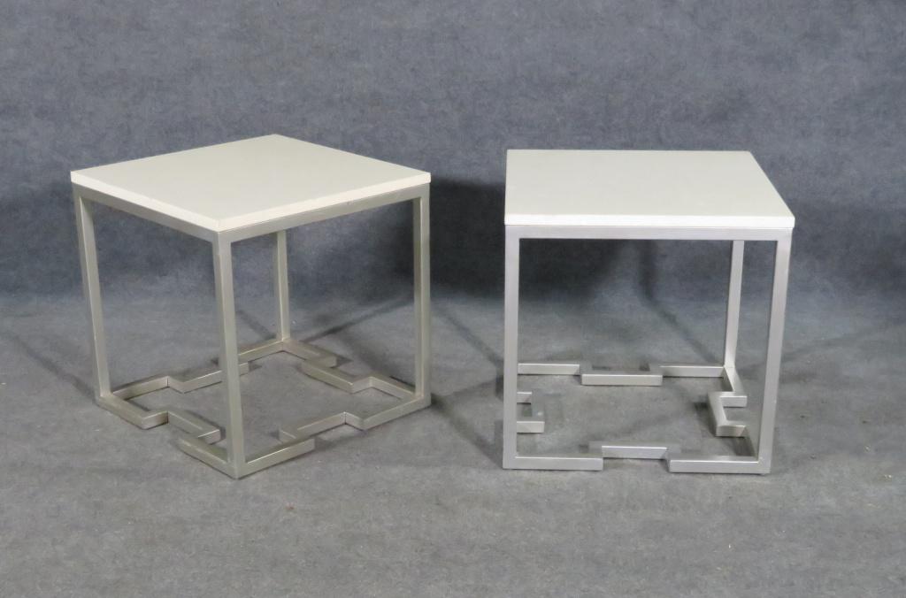 PR MCM TRAVERTINE TOP END TABLES (1 of 6)