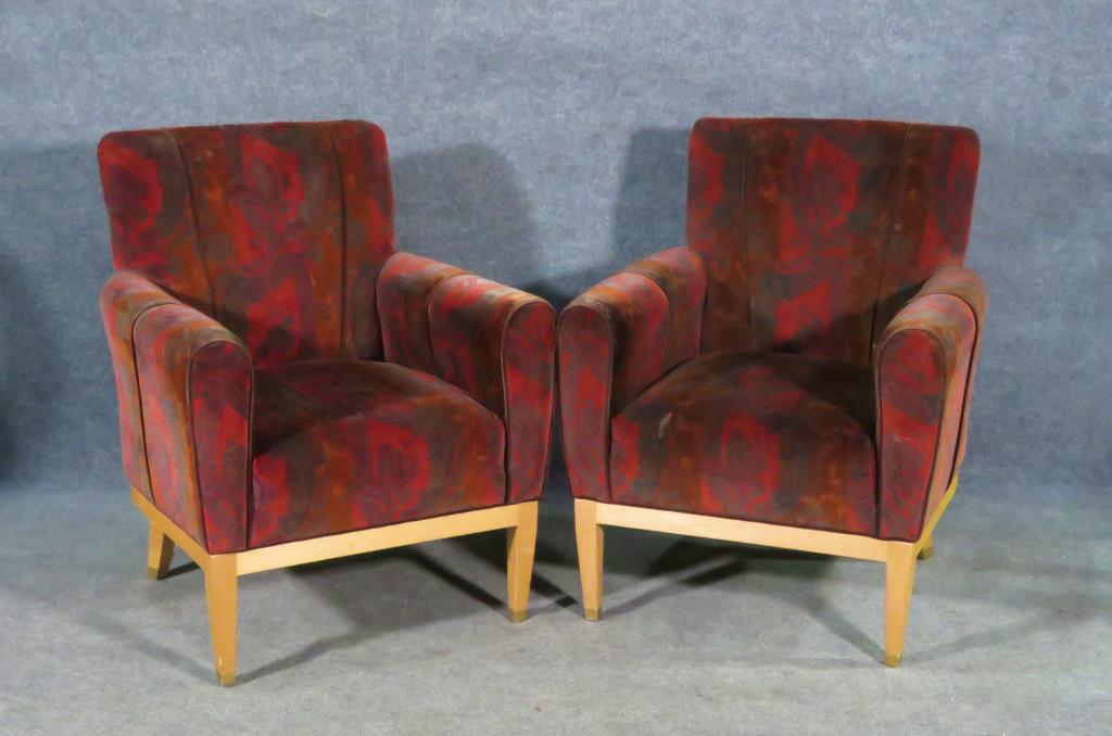 PR POST MODERN ARM CHAIRS w/ LARSEN UPHOLSTERY (1 of 9)