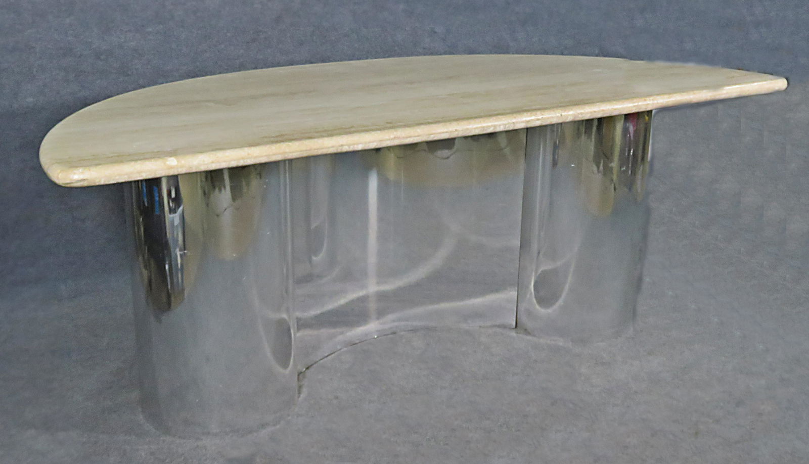 BAUGHMAN STYLE TRAVERTINE TOP DESK (1 of 9)