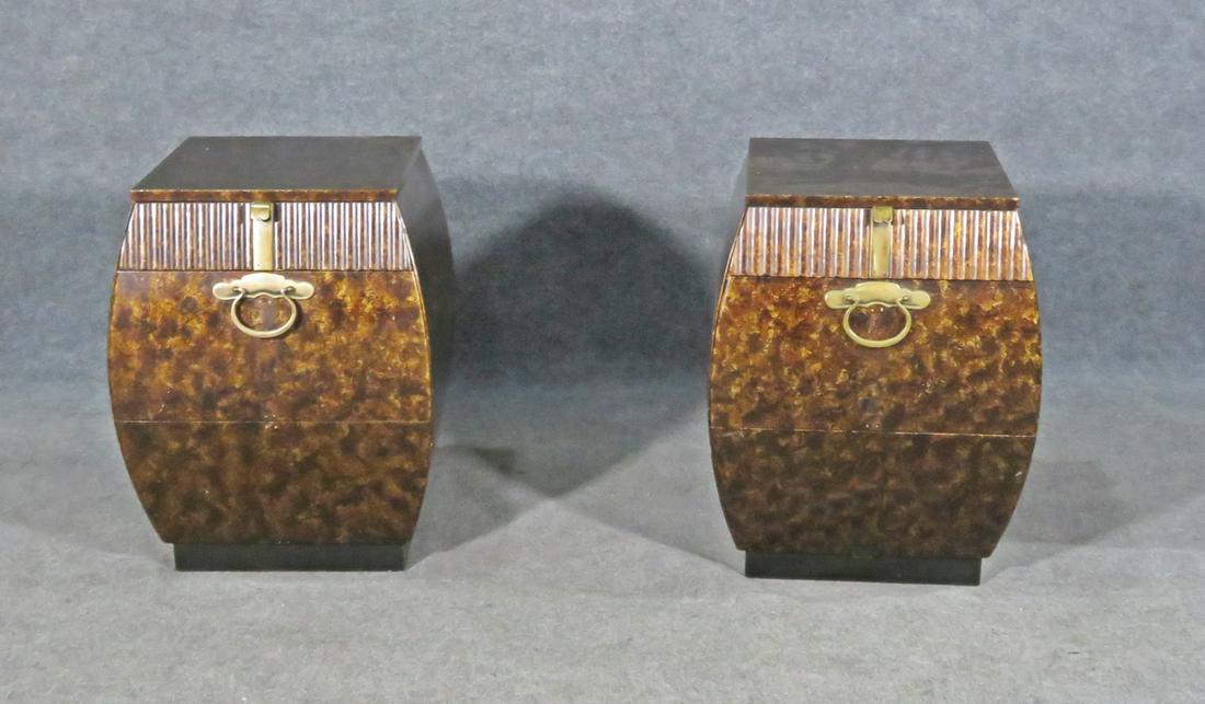 PAIR JOHN WIDDICOMB FAUX TORTOISE STANDS (1 of 6)