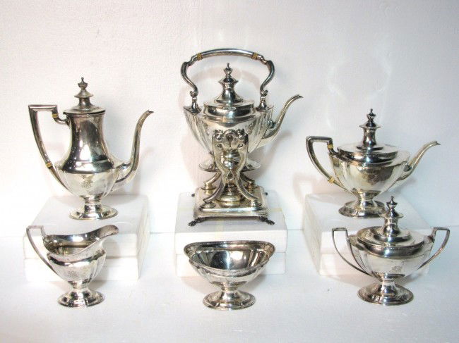 6 pc. TIFFANY & Co. STERLING SILVER TEA SET: Very good condition. Monogrammed. 135.8 troy oz.