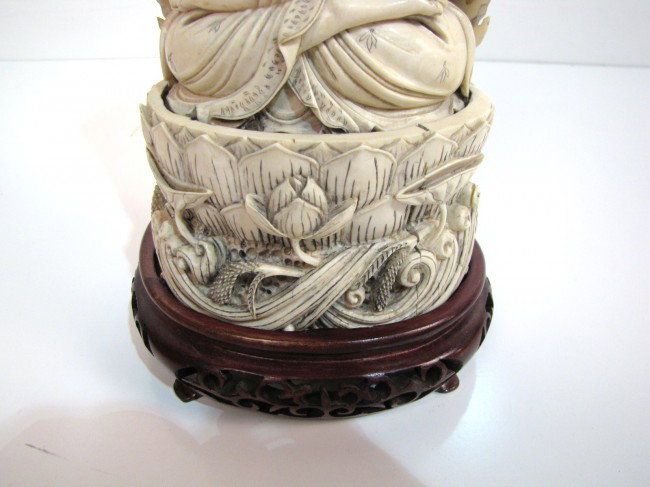 14 1/2" CARVED IVORY FIGURE of a HINDU GODDESS - 2