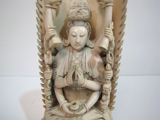 14 1/2" CARVED IVORY FIGURE of a HINDU GODDESS - 3
