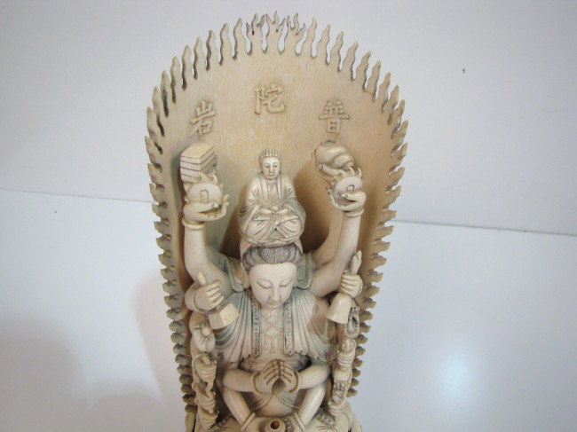 14 1/2" CARVED IVORY FIGURE of a HINDU GODDESS - 4