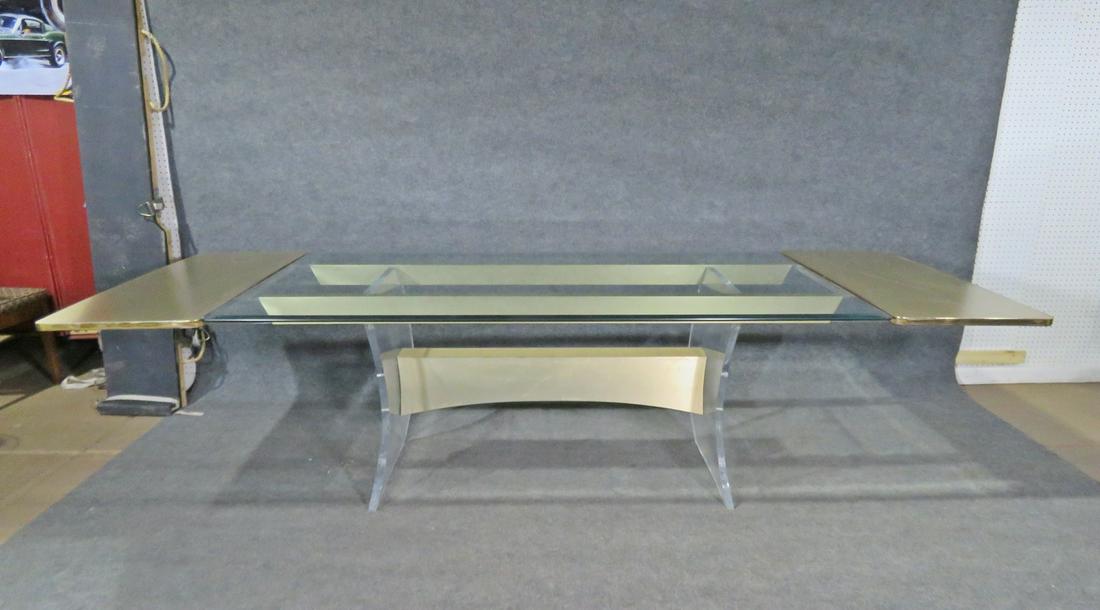 LARGE LUCITE & GLASS DINING TABLE (1 of 10)