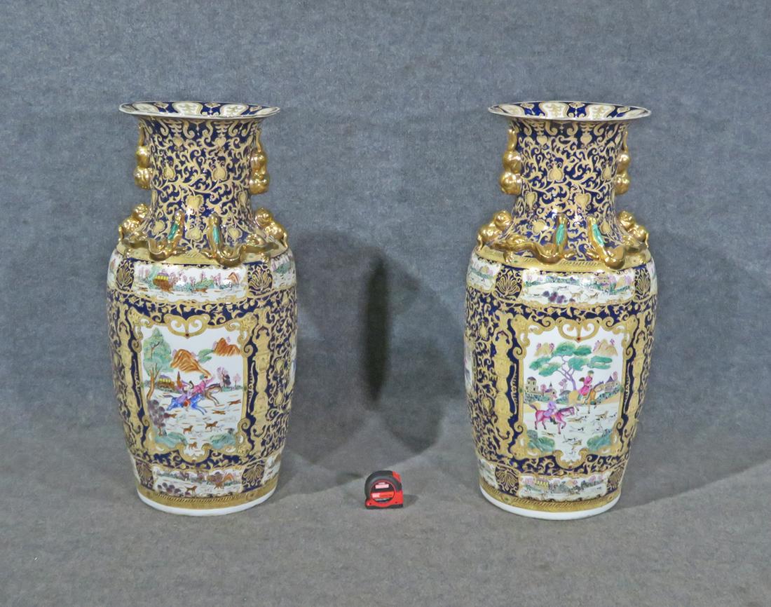 PAIR PALATIAL ASIAN STYLE VASES (1 of 12)