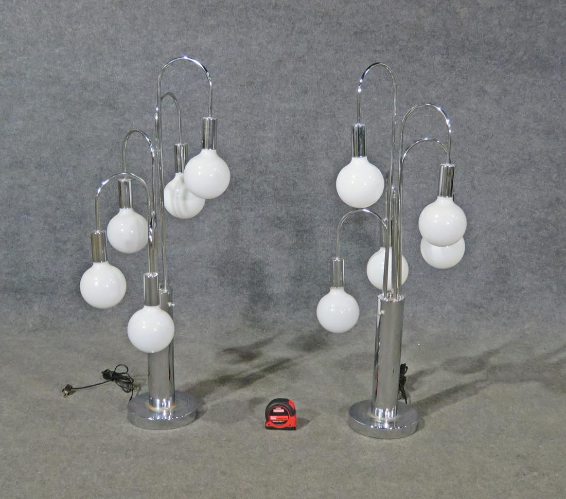 PAIR CHROME ITALIAN LAMPS (1 of 11)