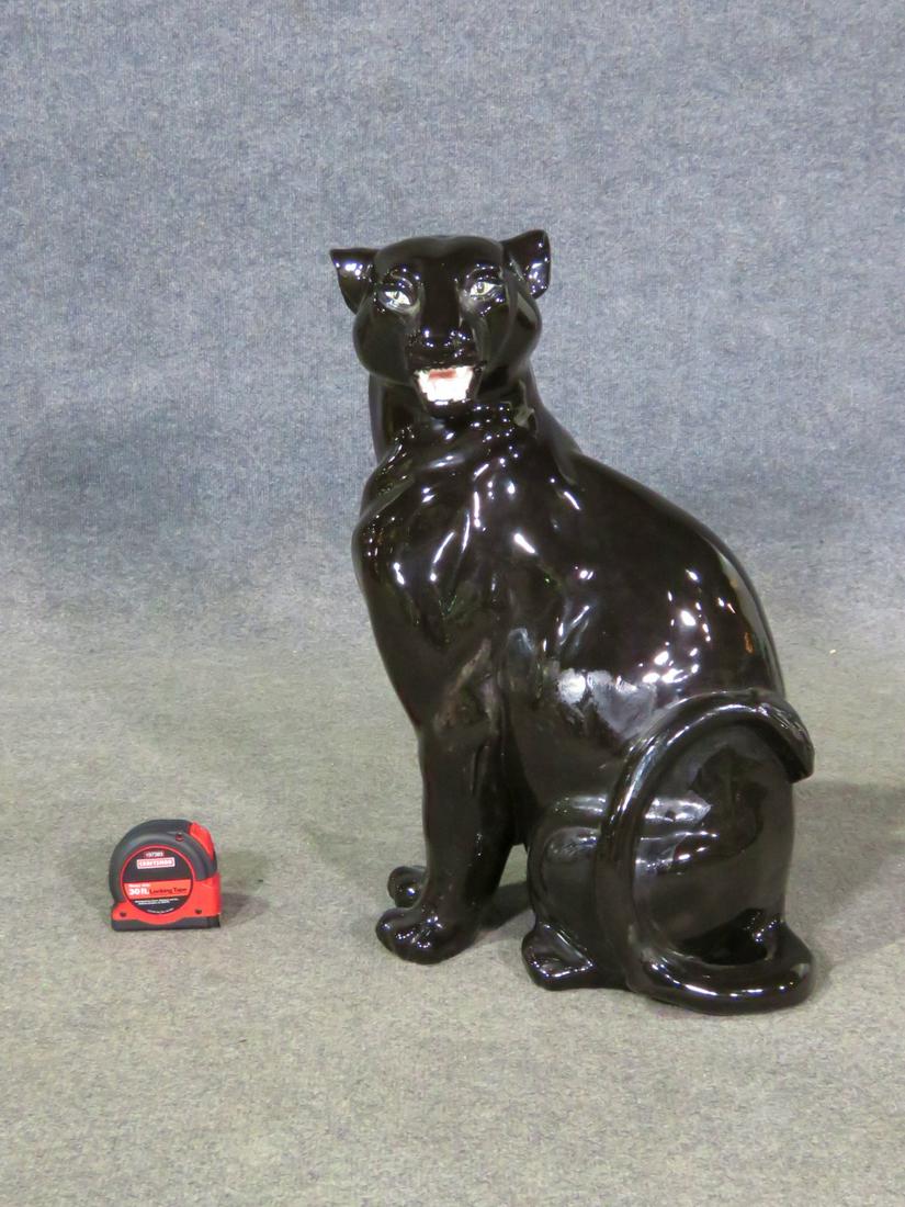 PORCELAIN SCULPTURE OF PANTHER: Porcelain. 22 1/2" h x 10 1/2" w x 18" d.