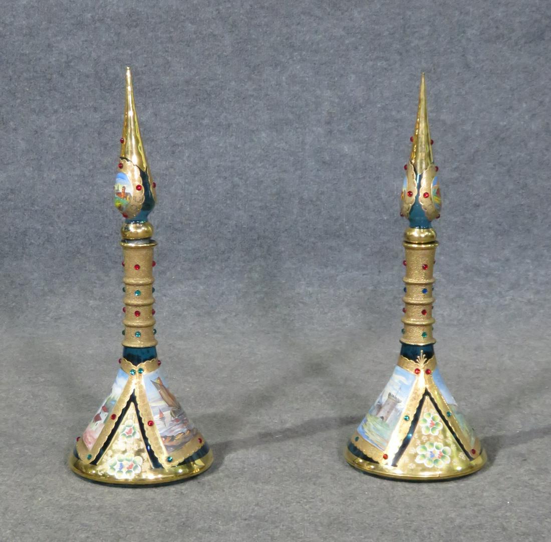 PAIR MOSER STYLE GLASS DECANTERS (1 of 12)