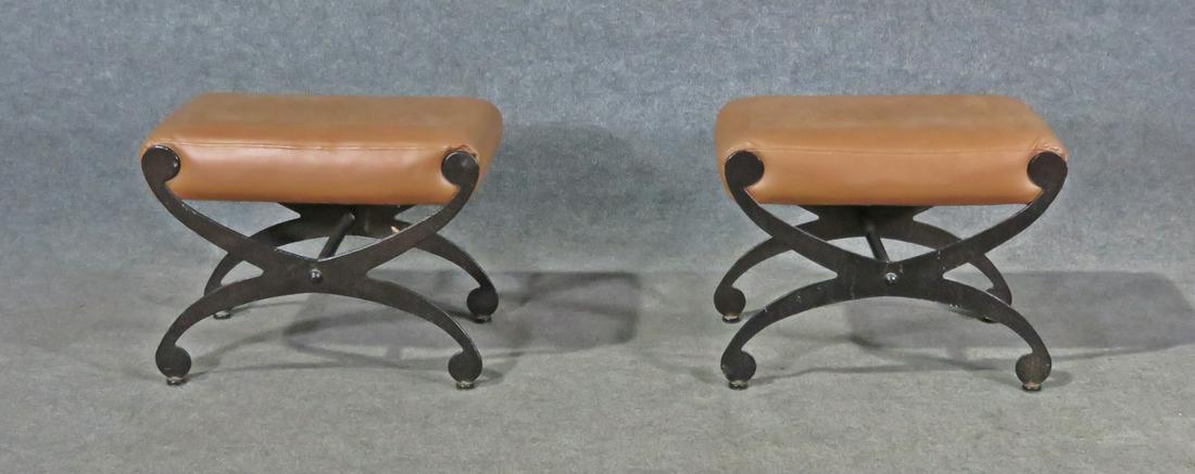 PAIR MID CENTURY MODERN X BENCHES (1 of 9)