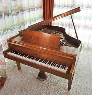 WM KNABE & CO BABY GRAND PIANO: Walnut. 37 1/2" h x 64" w x 56" d.