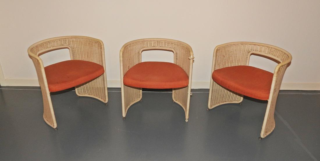 3 HARVEY PROBBER WOVEN PLASTIC CORD ARMCHAIRS (1 of 7)
