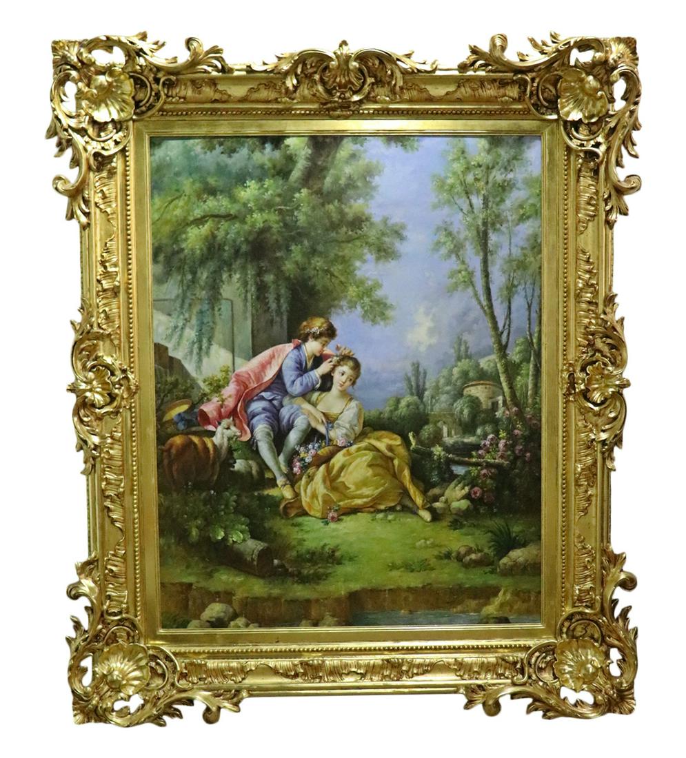 ANTIQUE PALATIAL GILT FRAME PAINTING COUPLE (1 of 13)