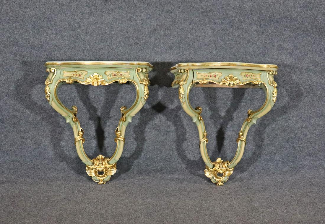 PAIR VENETIAN DECORATED CONSOLES (1 of 10)