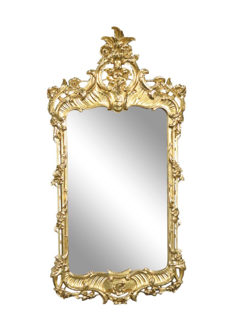 ANTIQUE FRENCH CARVED GILT MIRROR (1 of 9)