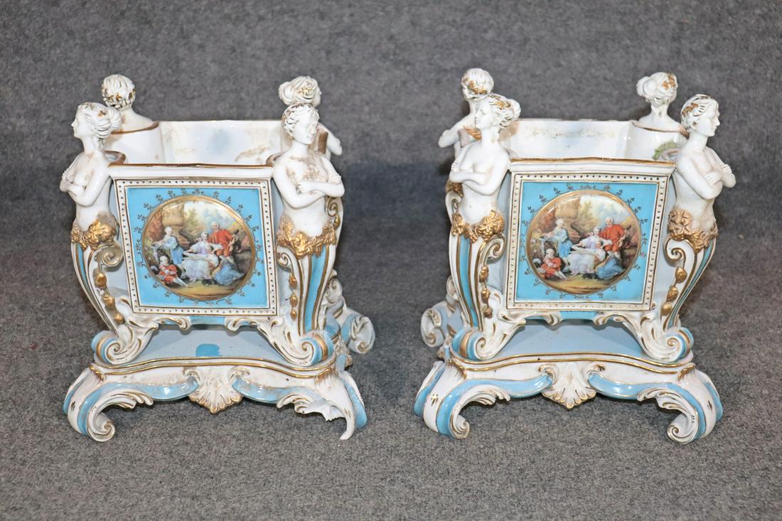 PAIR OLD PARIS STYLE CASHE POTS (1 of 9)