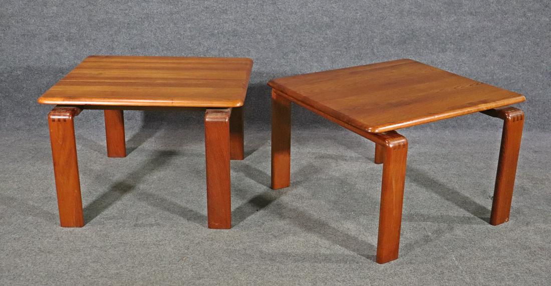 PAIR MCM FLOATING WOOD END TABLES (1 of 7)