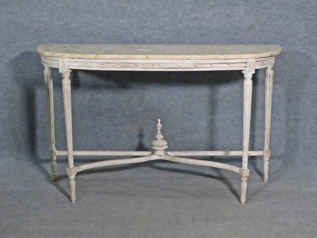 DEMILUNE MARBLE TOP CONSOLE TABLE (1 of 9)