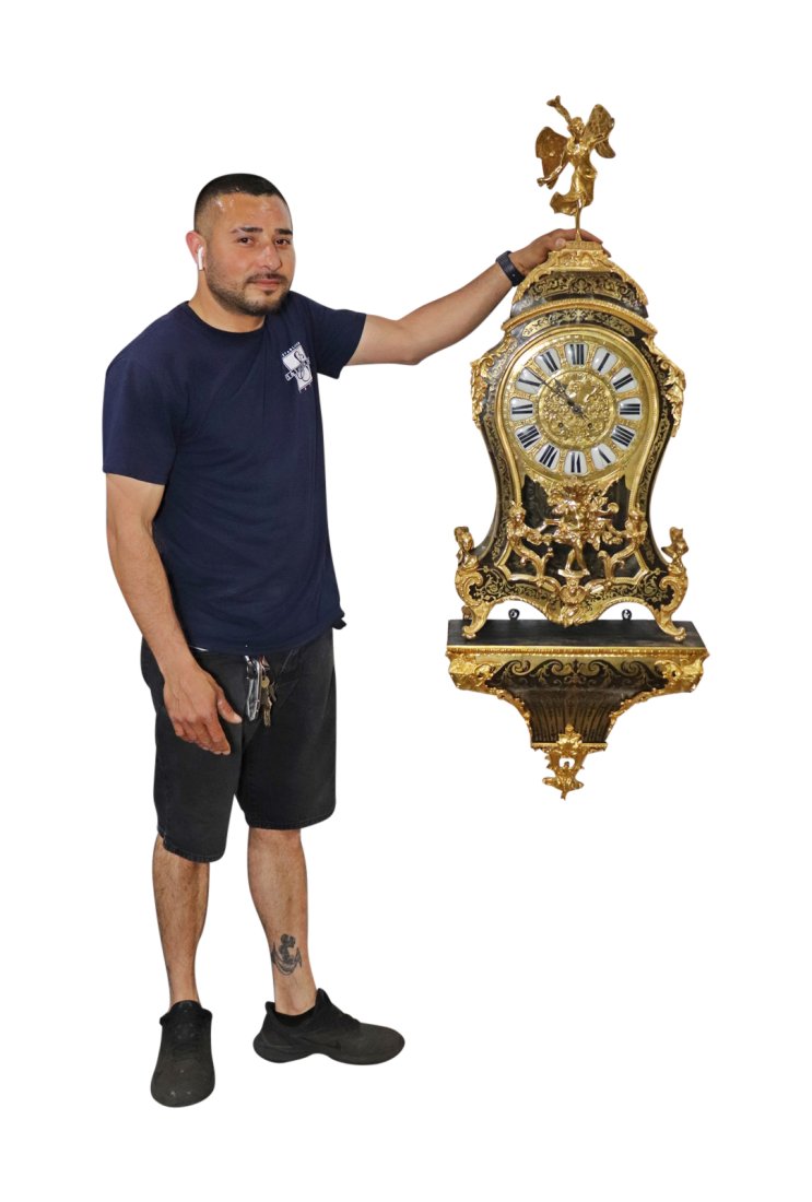 ANTIQUE MARTINOT FIGURAL BOULLE CLOCK & SHELF (1 of 17)