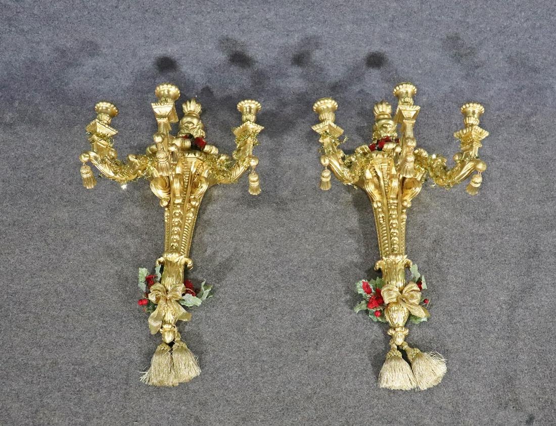 PAIR GILT WOOD SCONCES (1 of 7)