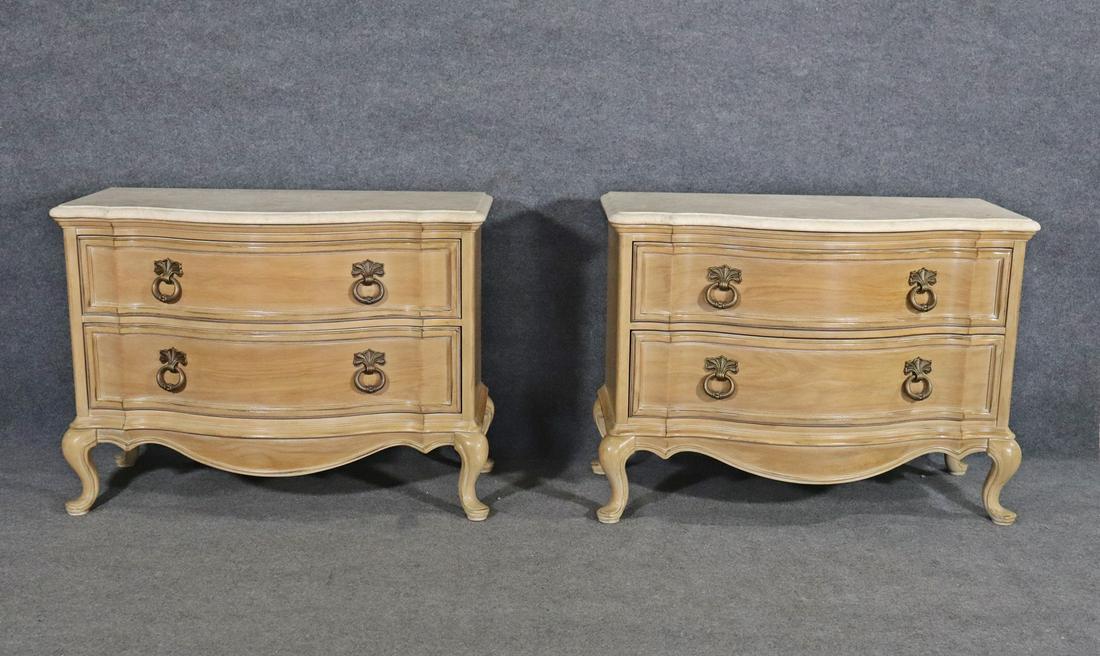 PAIR BERNHARDT TRAVERTINE TOP BACHELORS CHESTS (1 of 9)