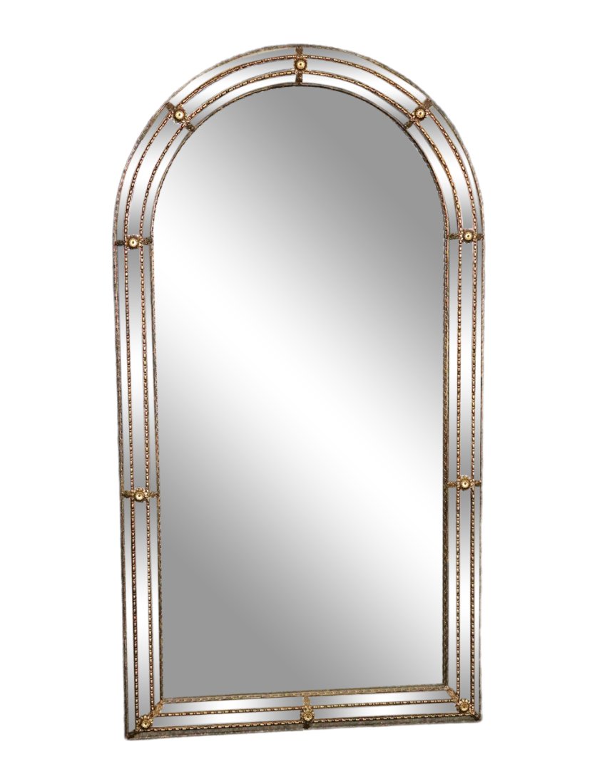 ANTIQUE VENETIAN MIRROR W/BRASS TRIM (1 of 10)
