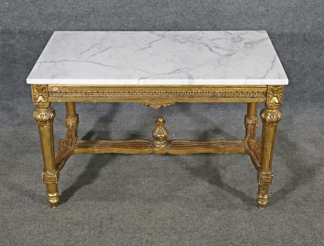 ANTIQUE GILT MARBLE TOP COFFEE TABLE (1 of 9)