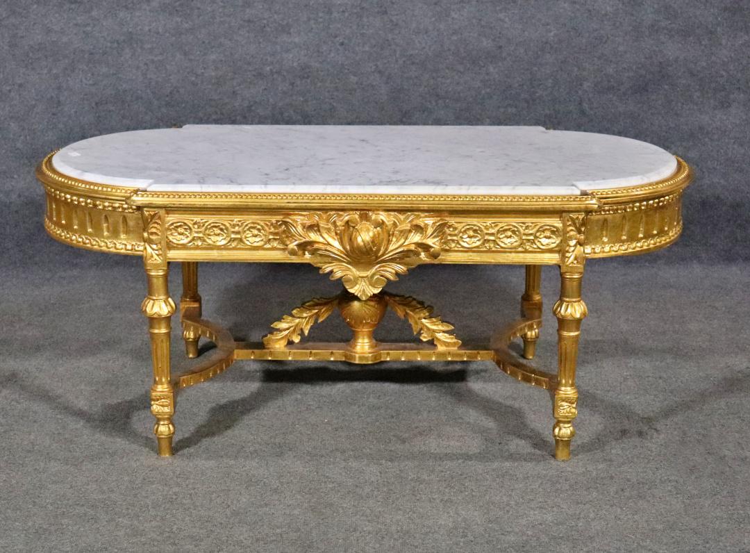 LOUIS XVI STYLE MARBLE TOP COFFEE TABLE (1 of 8)