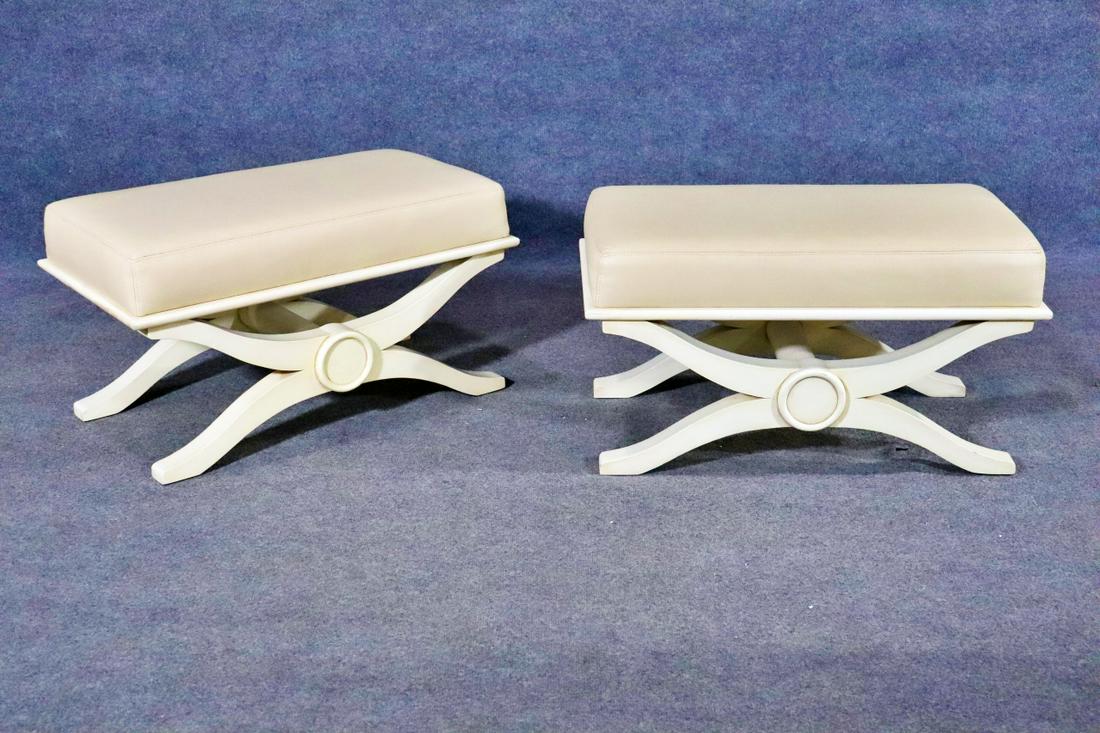 PAIR MODERN LEATHER X BENCHES (1 of 6)