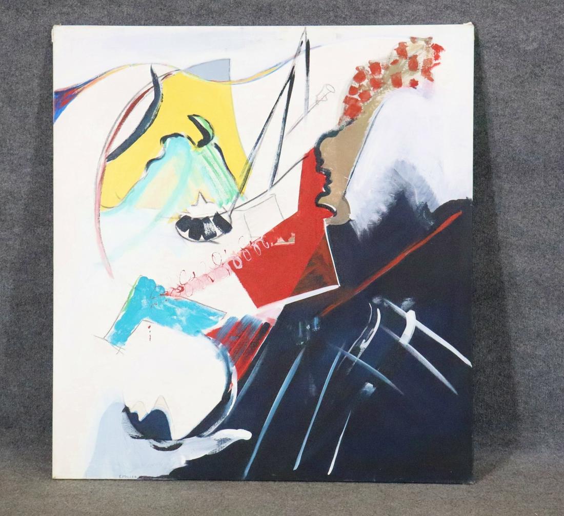 POST MODERN E MILLER ABSTRACT PAINTING SIGNED (1 of 8)