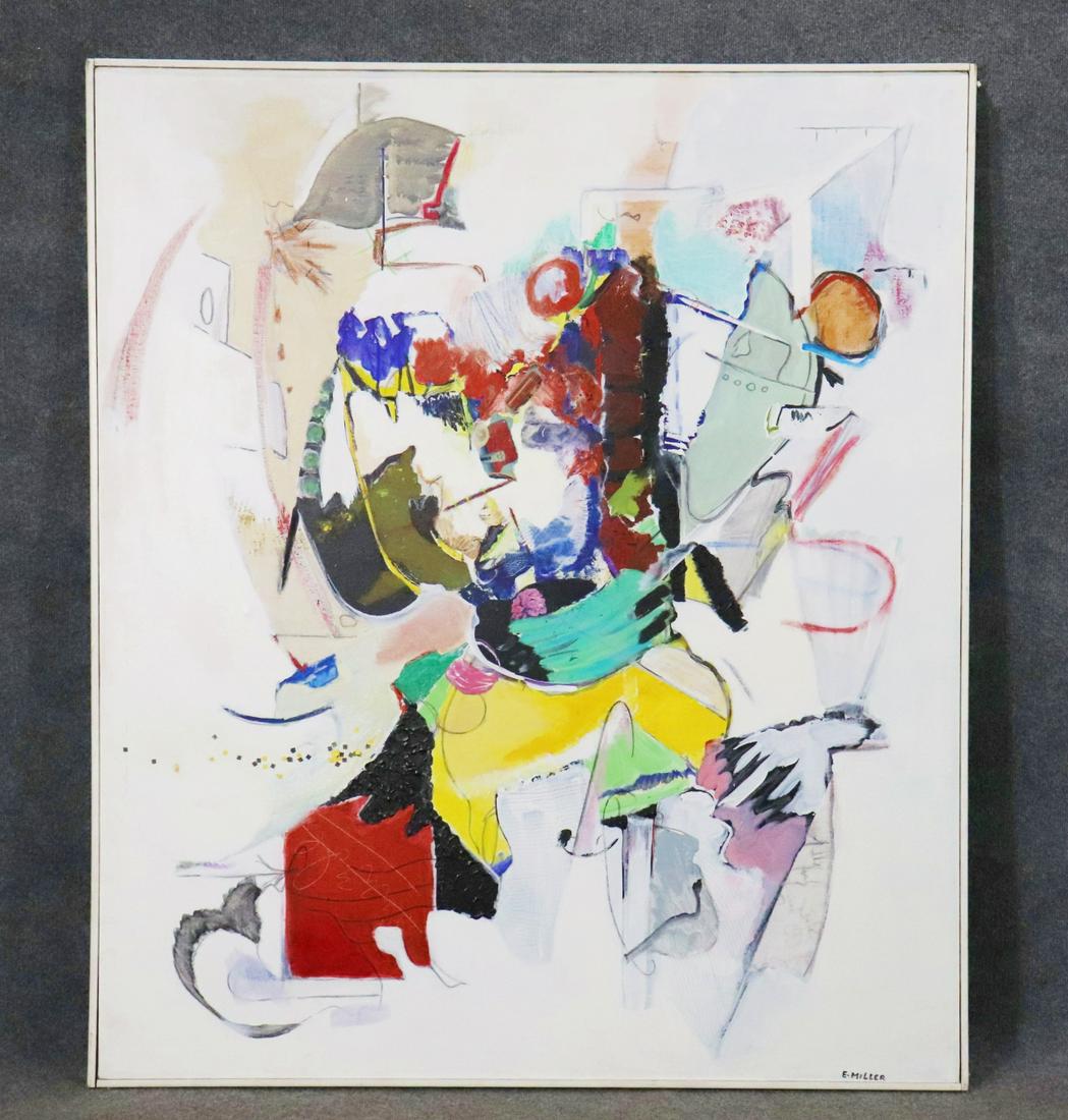 POST MODERN E MILLER ABSTRACT PAINTING SIGNED FRAMED (1 of 13)