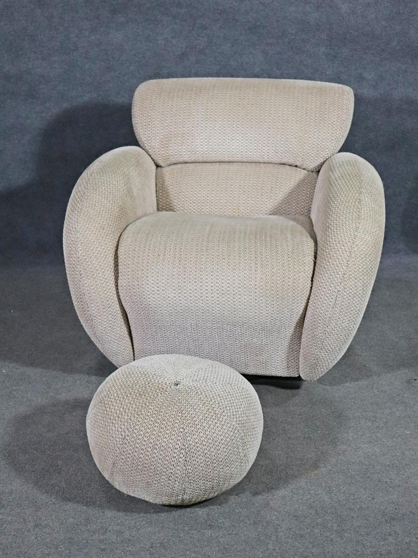 VLADIMIR KAGAN FOR WEIMAN  SWIVEL CHAIR WITH FOOT STOOL (1 of 7)