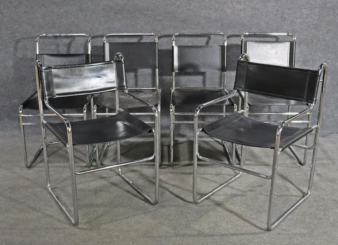 6 CASSINA STYLE LEATHER STRAP DINING CHAIRS (1 of 9)