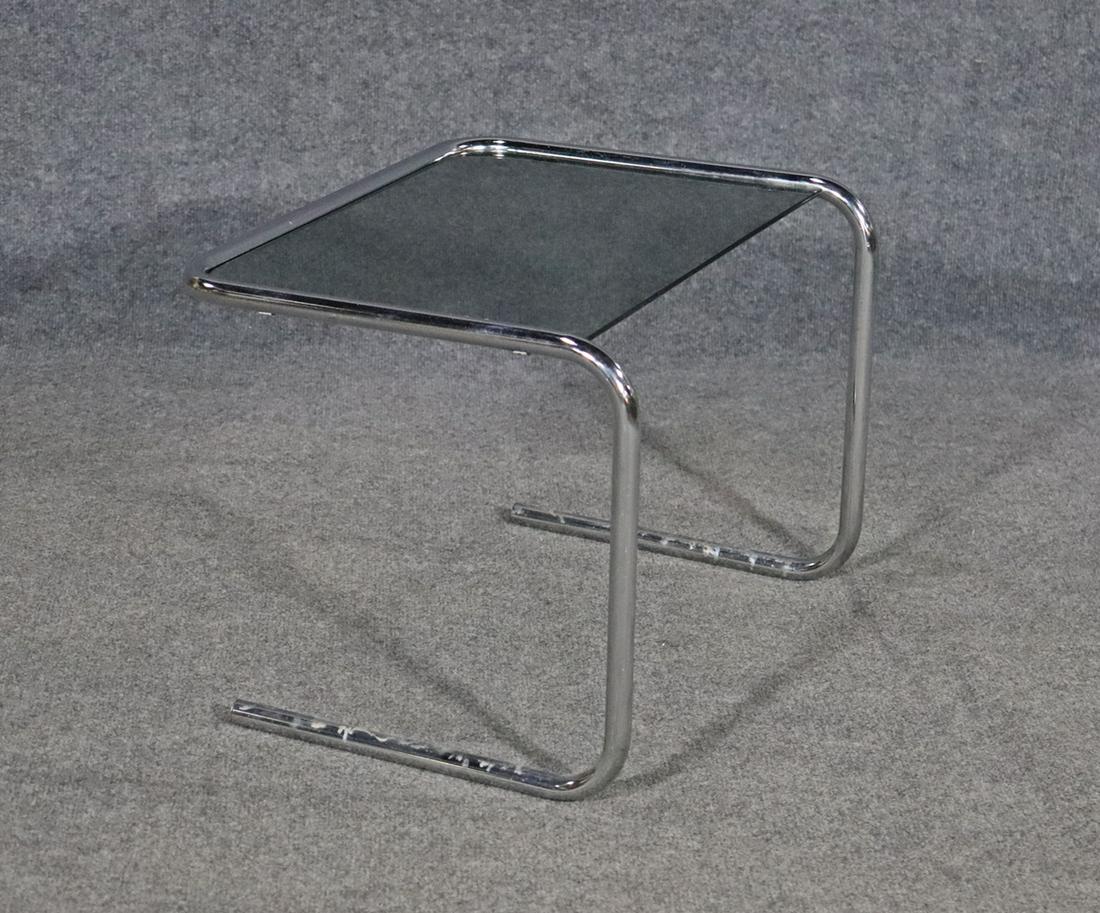 MCM CHROME & SMOKED GLASS END TABLE (1 of 6)