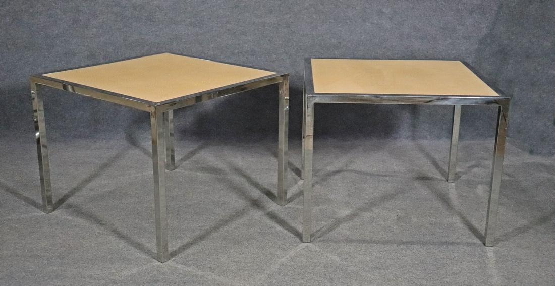 PAIR MID CENTURY MODERN CHROME END TABLES (1 of 10)