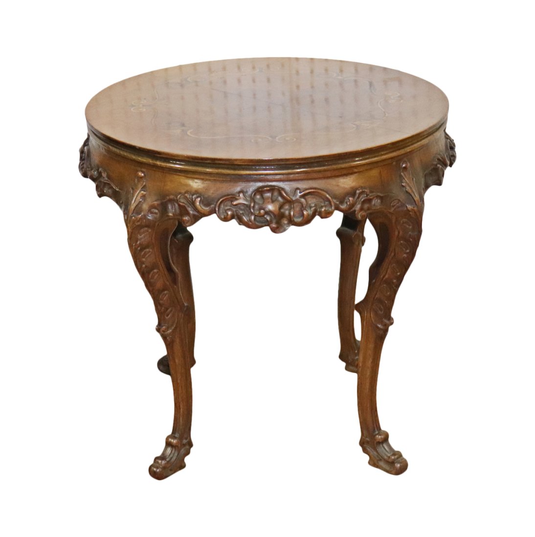 ANTIQUE CARVED WOOD END TABLE (1 of 7)