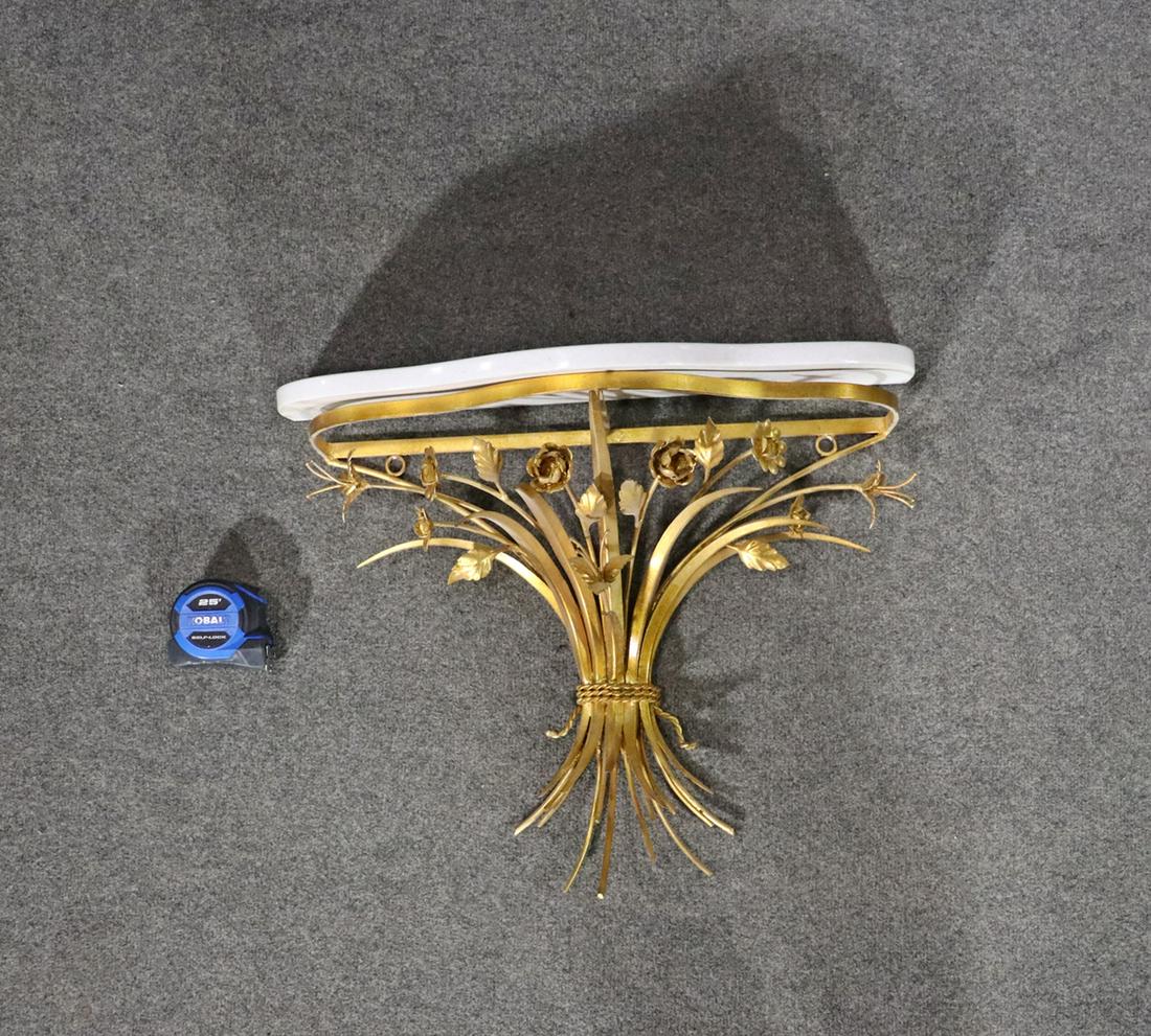 ANTIQUE MARBLE TOP GILT WALL SHELF (1 of 7)